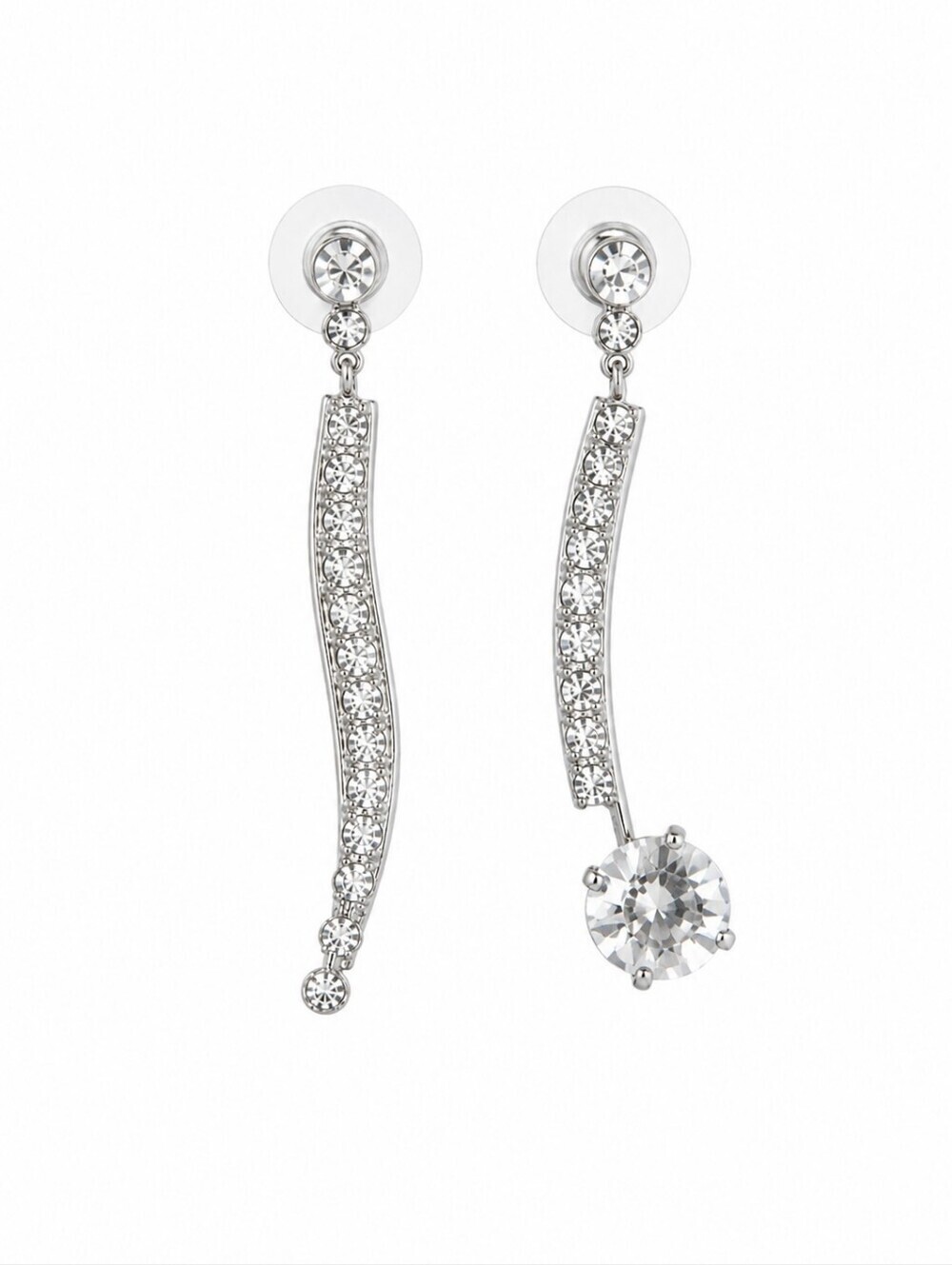 3/$30 Vintage Silvertone Crystal Vertical Dangle Post Earrings